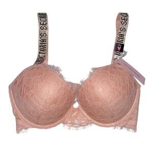 Victoria's Secret Very Sexy Shine Strap Lace Push-Up Bra Cameo Ombre Size 32D